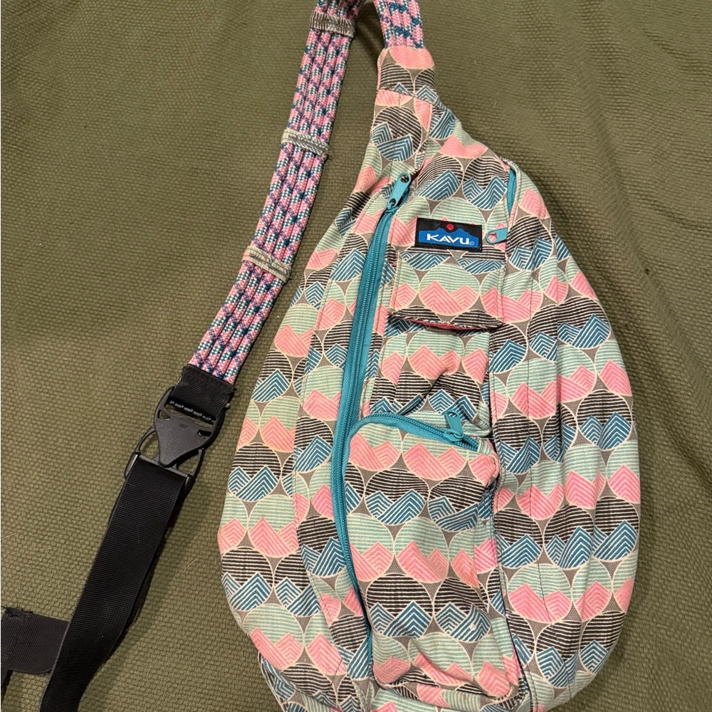 Kavu Women's Rope Sling Bag - Pink, Blue, and Black